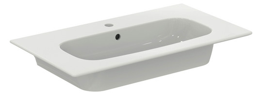 Ideal-Standard Möbelwaschtisch-Paket i.life A 84x46x64,5cm, 1 Hahnloch, Griff schwarz matt, Eiche natur
