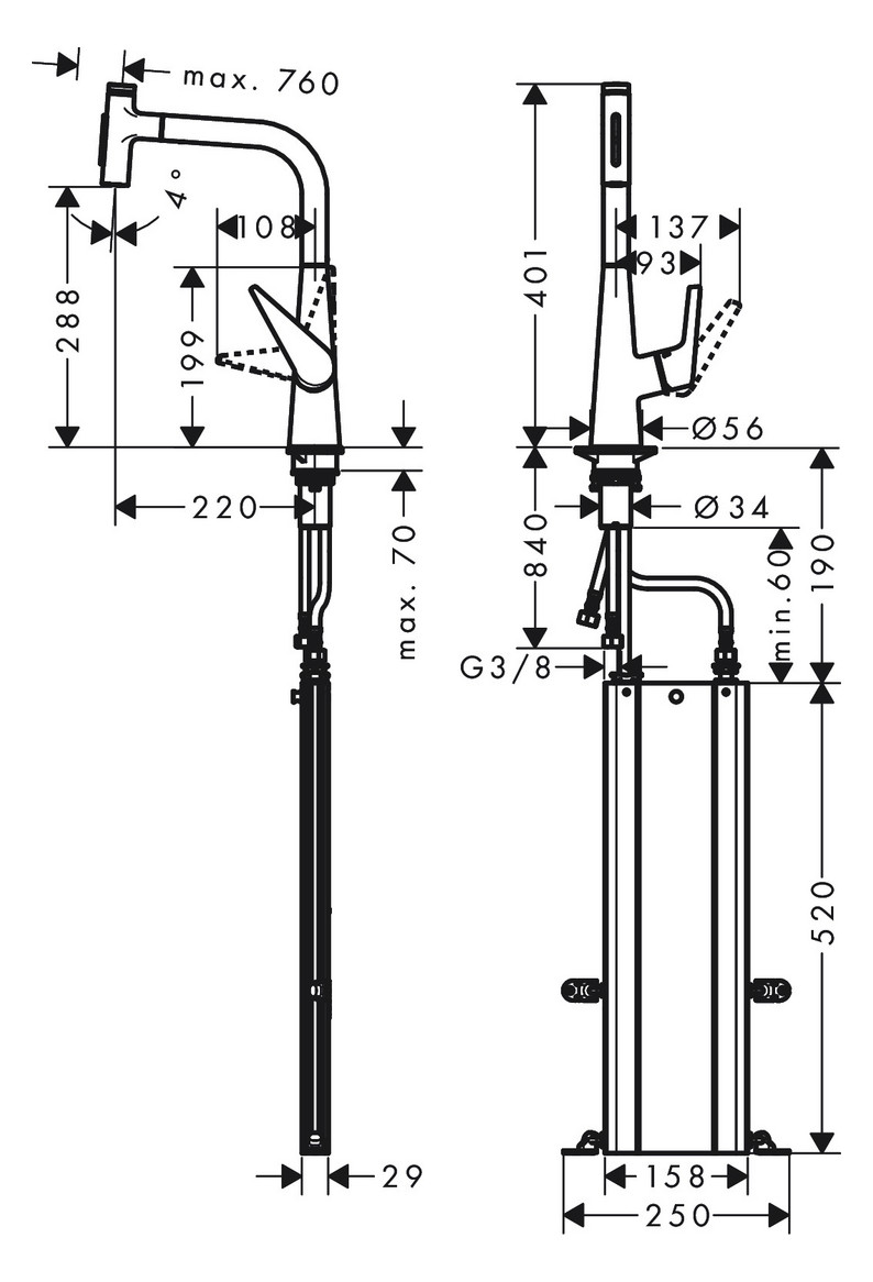 hansgrohe Spültisch-Einhebelmischer 300 Talis Select M51 mit Ausziehbrause, 2jet, sBox, Edelstahl-Optik