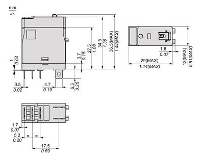 Schaltrelais 1W IP20 13x28,8x34,5mm Schraub