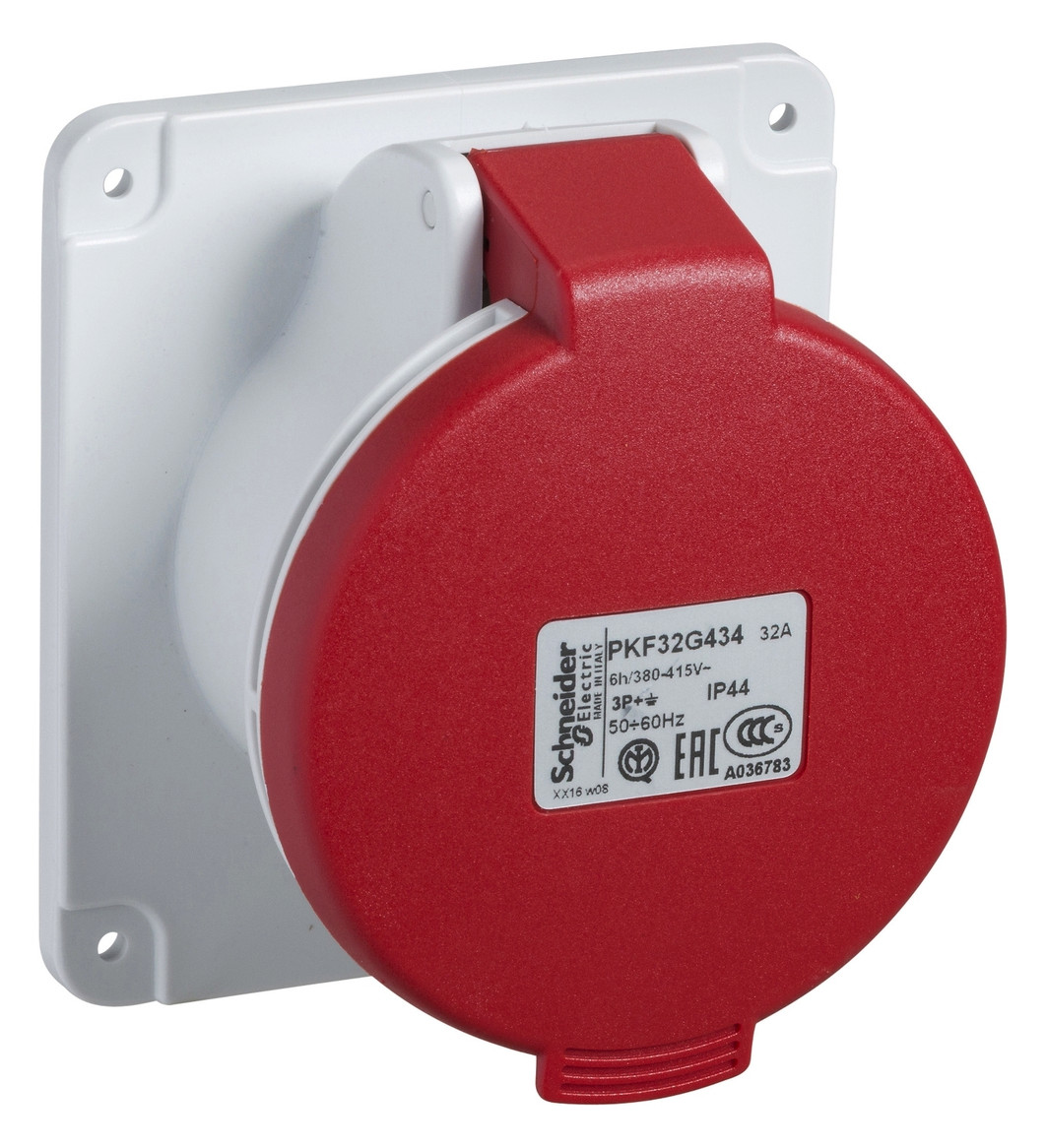 CEE-Anbausteckdose 4p 32A Acti9 400V/rt 6h IP44 Schraubkl ger Kst 100x90mm