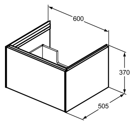 Ideal-Standard Waschtisch-Unterschrank Conca 1 Auszug, 60 x 50,5 x 37 cm, Eiche geflammt Furnier