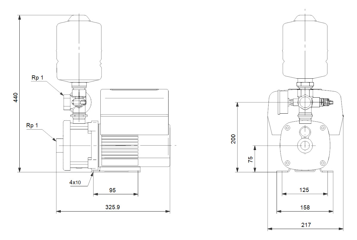Grundfos Druckerhöhungsanlage CMBE 3-93, 1720 W, 8 A, 4 cbm/h, 66 m
