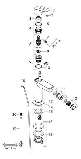 hansgrohe Bidet-Einhebelmischer 110 Logis Fine mit Zugstangen-Ablaufgarnitur, chrom