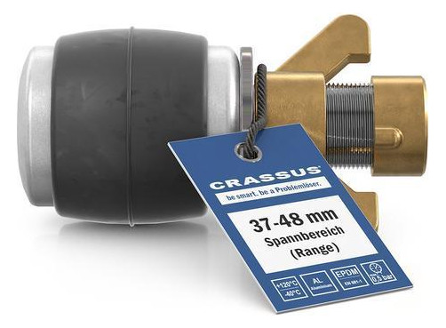 Crassus Schnellverschlussstopfen CSV 50, 37-48 mm, Länge 100 mm, EPDM/Aluminium