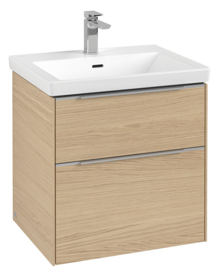 V&B Waschtisch-Unterschrank Subway 3.0 57,2x57,6x47,8cm, ohne LED/Griff Aluminium glänzend, nordic oak