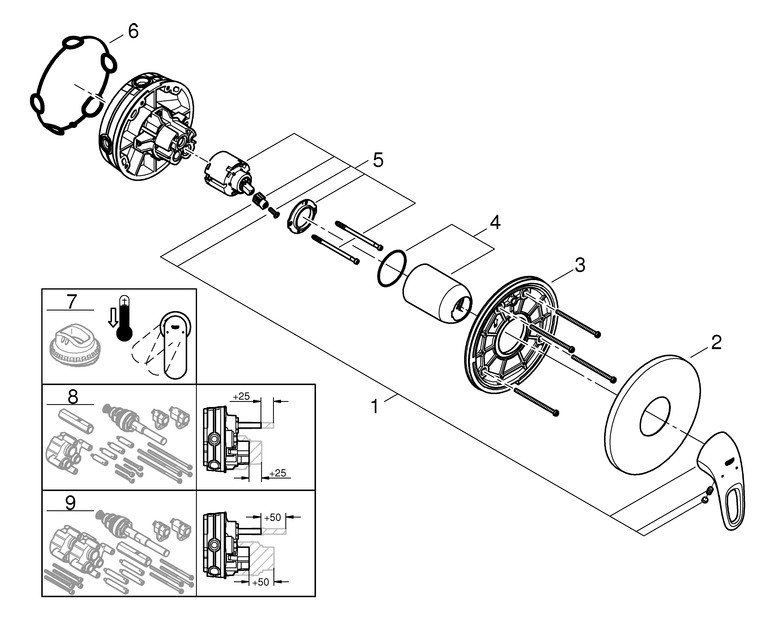 GROHE Fertigmontageset Eurostyle UP-Brause-Einhebelmischer, offener Metall-Hebelgriff, chrom