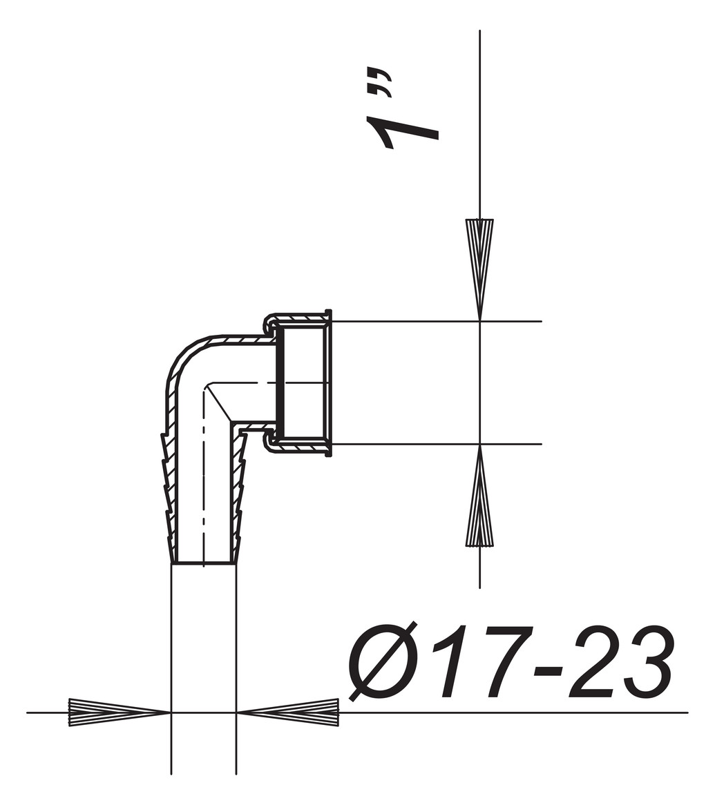Dallmer Winkelschlauchtülle 1" grau, zu HL 400, 405, 406
