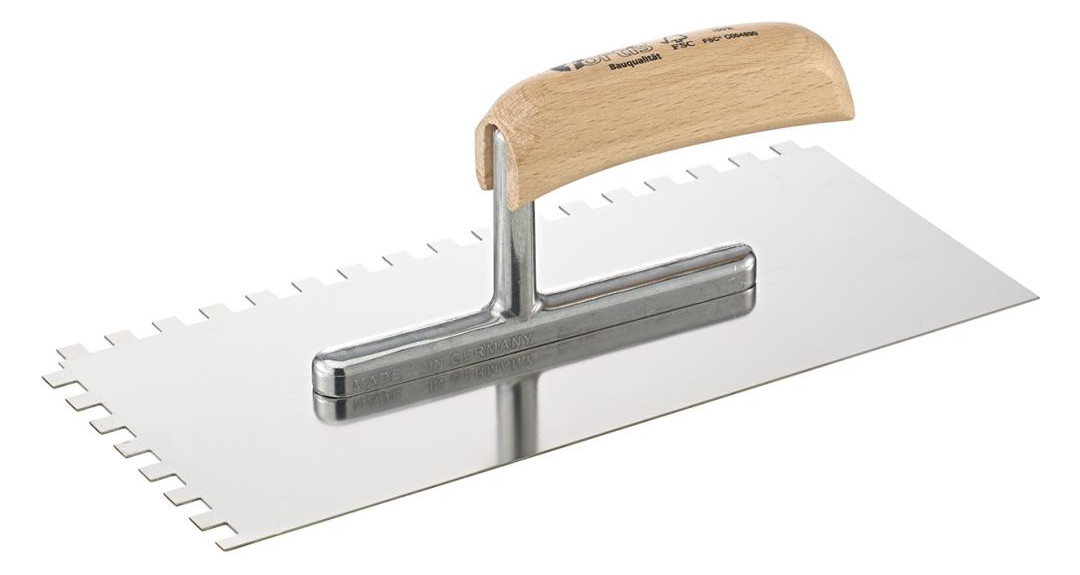 Bild Glättekelle 280x130mm gezahnt 8x8mm rost frei FORTIS Bau-0