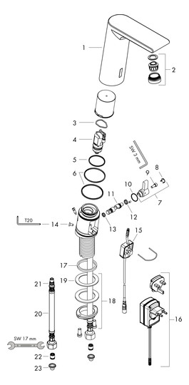 hansgrohe Elektronik-Waschtischarmatur Metris S Netzanschluss, einstellbar, chrom