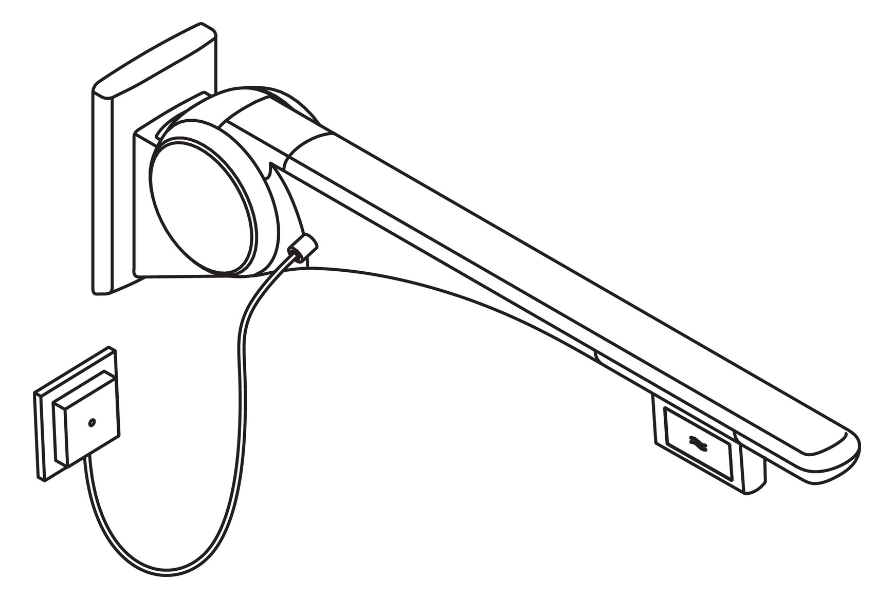 HEWI Stützklappgriff 802 LifeSystem Basic 750, anthrazit hochglanz/anthrazit matt, Spülauslösung, links