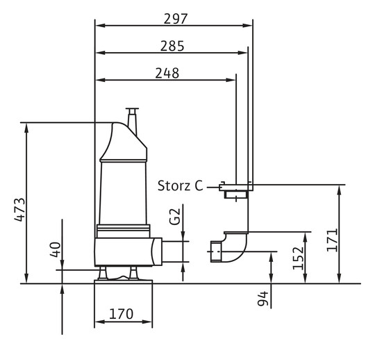 Wilo Schmutzwasser-Tauchmotorpumpe EMU KS 12 D GG, 400 V, 1,3 kW