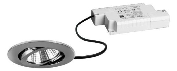 LED-Einbaustrahler 6W 3000K 630lm Konv chr glz 1LED Alu IP20 RF:hochglänzend