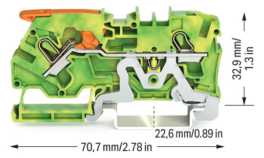 Schutzleiter-Reihenklemme 0,5-6qmm gn/ge 1Etage APL_erf. PEN-Funktion möglich