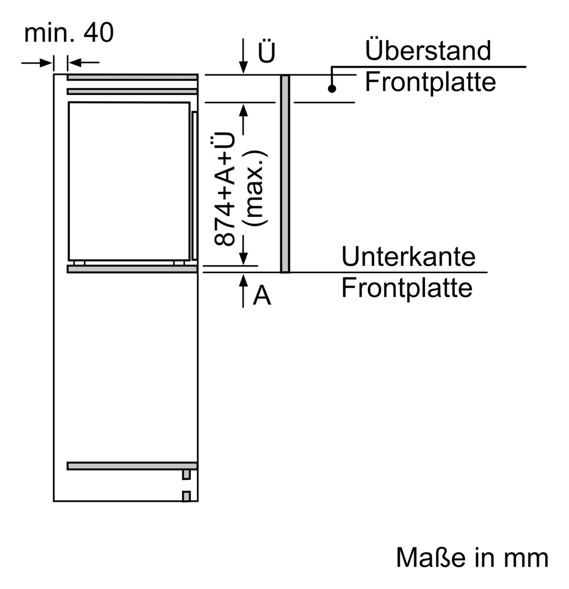 Kühlschrank EB D Serie 6 104/15l N880mm integr Dekor mit Zubehör möglich fest ws