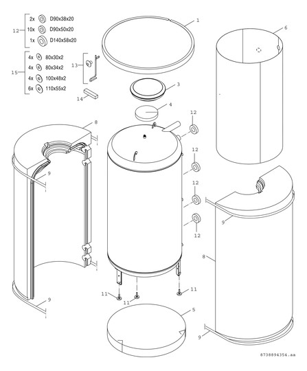 BOSCH Pufferspeicher Stora BH 750-6 1 B, 750 l, für Wärmepumpe, silber