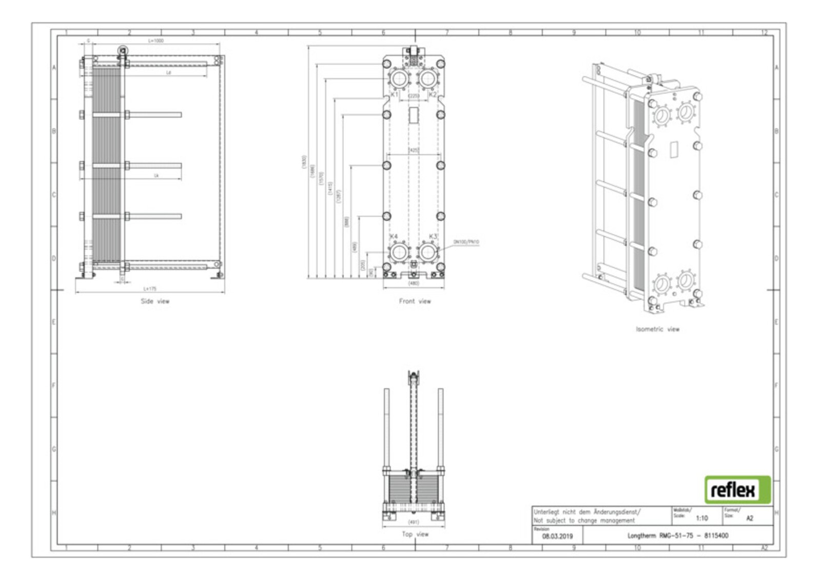 Reflex Wärmetauscher Longtherm RMG-51-75 Plattenzahl 75, geschraubt, Edelstahl