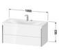 Duravit Waschtisch-Unterschrank c-bonded XViu 100x48cm, 2 Schubkästen, 2 Hahnlöcher, schwarz matt, Rahmen C, flannel grey seidenmatt