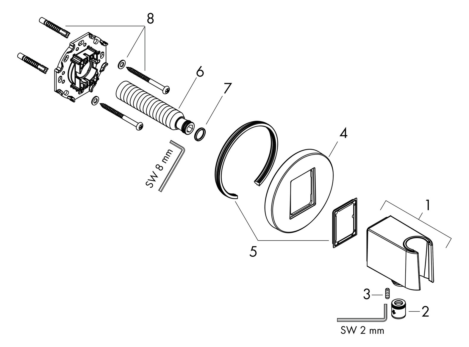 hansgrohe Wandanschluss Fixfit S rund, mit Brausehalter, mattweiß hansgrohe Wandanschluss Fixfit S rund, mit Brausehalter, mattweiß