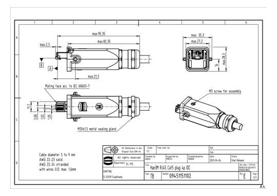 HART Steckverbinder Data 3A  09451151102 