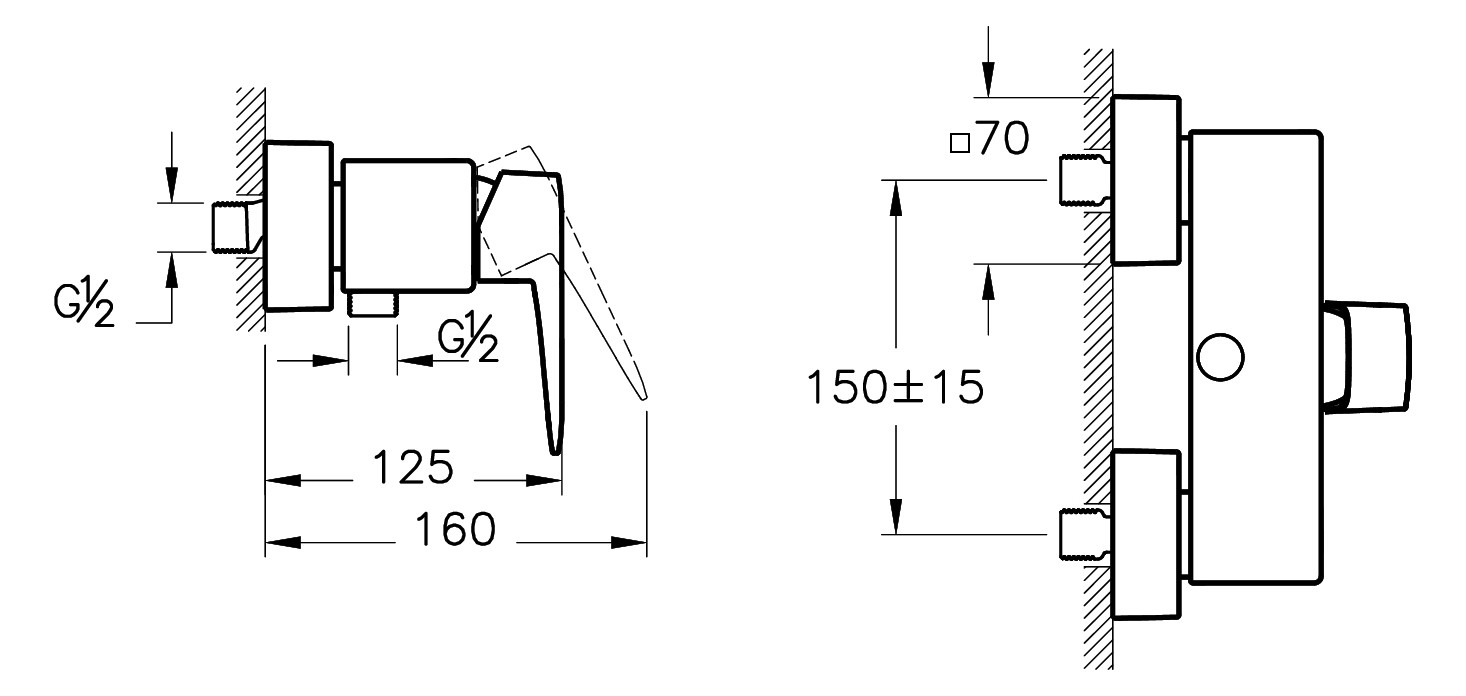 VitrA Bad Brause-Einhebelmischer Root Square Gold, Wandmontage