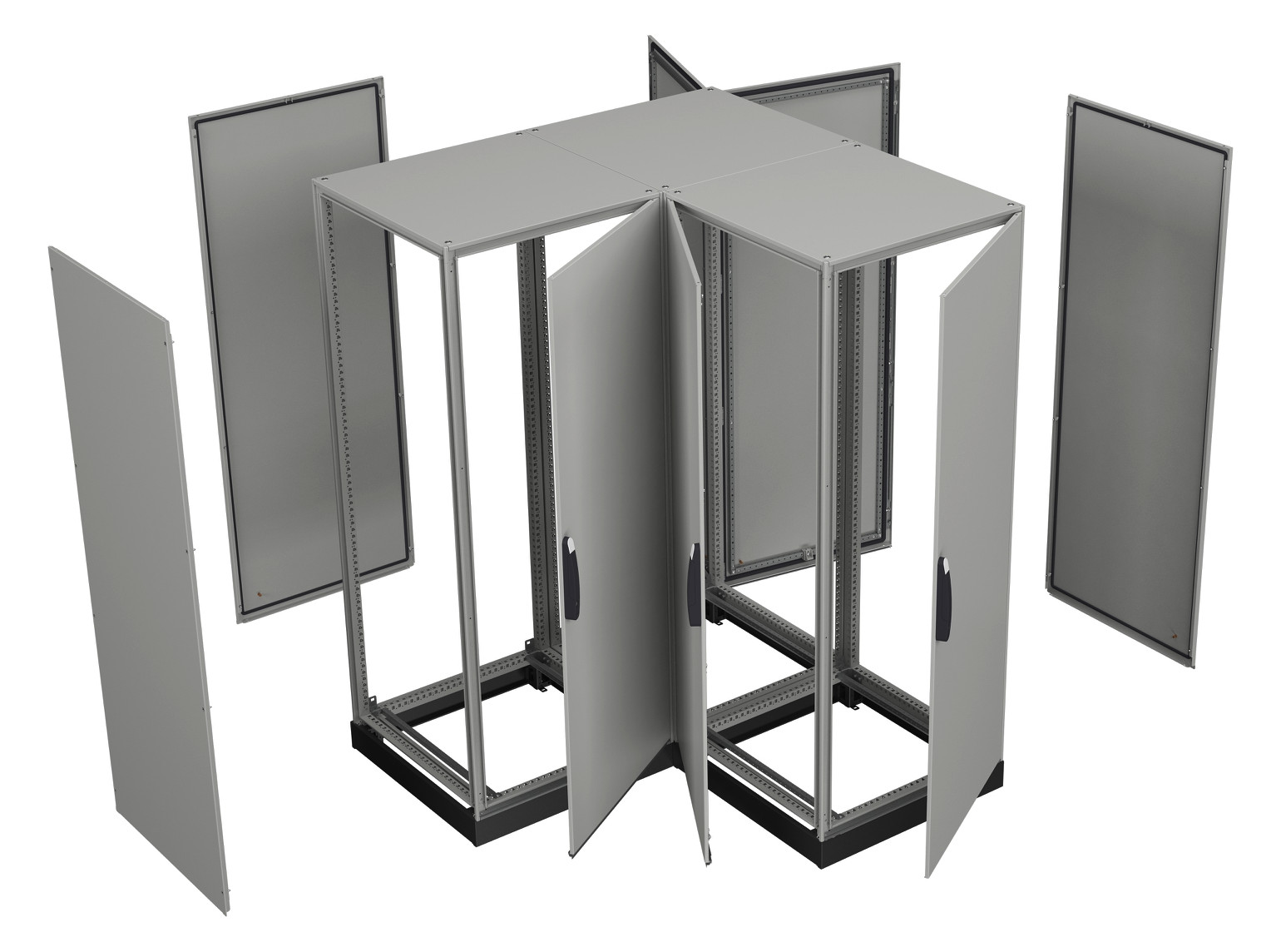Standschrank ST IP55 B800xH2000xT600mm pulverbesch RAL7035 Koppelbar