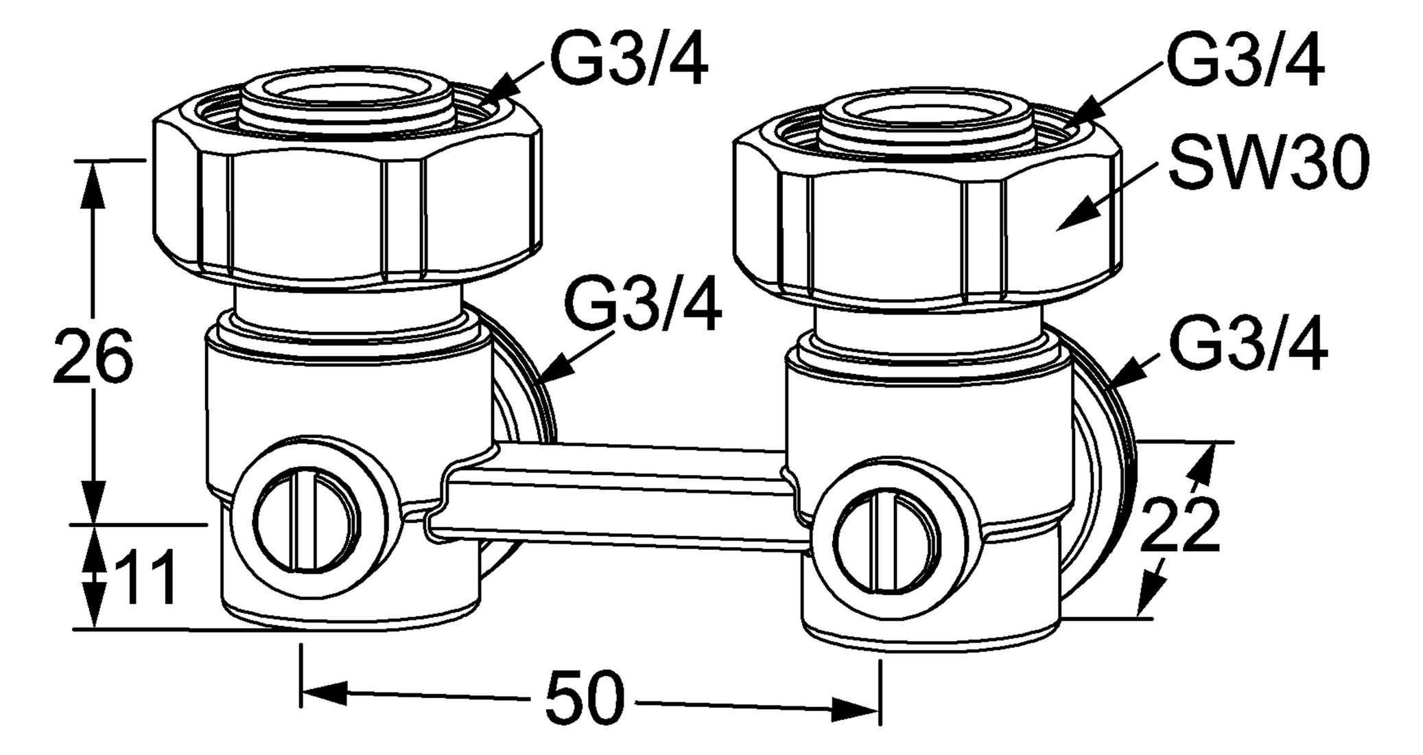 Heimeier Anschlussverschraubung Vekotrim G 3/4 AG, Eck, Zweirohrsystem
