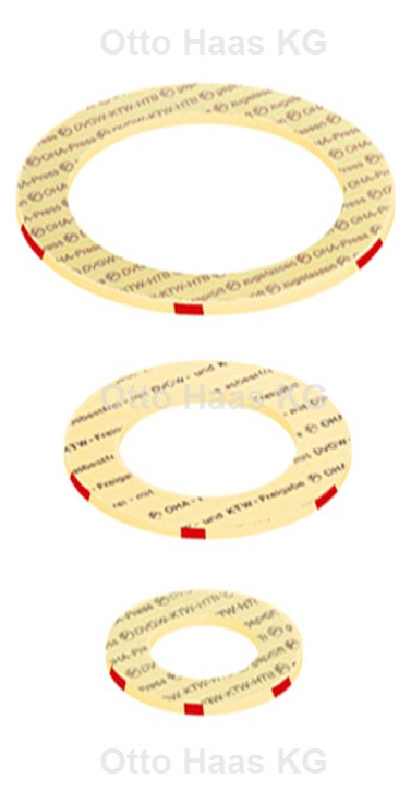 HAAS Gas-Flanschdichtung OHA-Press 100 x 148 x 1,8 mm, DN100, gelb, PN 6, DIN 30653