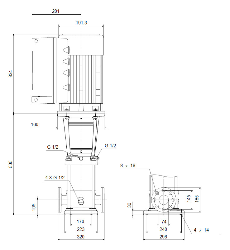 Grundfos Vertikale Kreiselpumpe CRNE32-1-1 A-F-A-E-HQQE 3x380-500 60 HZ