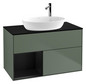V&B Waschtisch-Unterschrank Finion 100cm, Abdeckplatte black matt, Regal Black matt lacquer, Olive Matt Lacquer