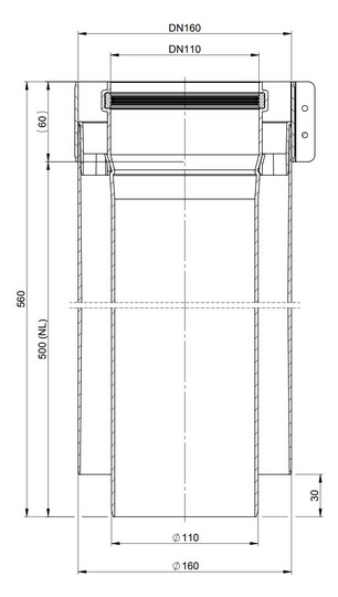 MHG Schacht-Doppelrohr Atec DN 110/160, 500 mm, konzentrisch, für Abgasleitung