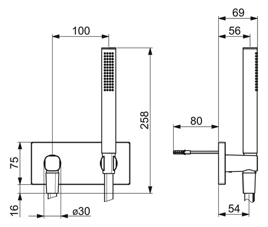 HANSA Brause-Set HANSALIVING 1-strahlig, mit Wandanschlussbogen, chrom