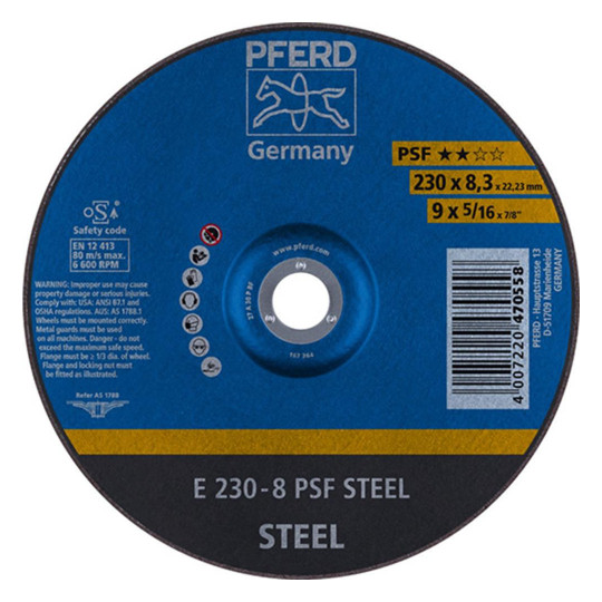 PFERD-Schruppscheiben für Metall PSF STEEL - 230x8,3mm