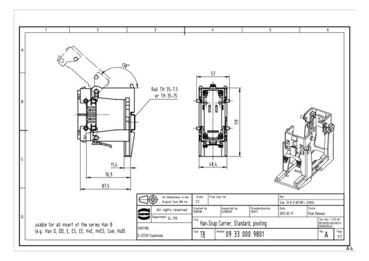 HART Han Snap Träger, Standa 09330009801 