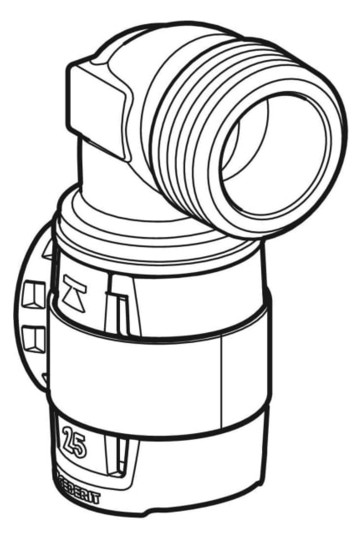 Geberit Übergangsbogen FlowFit Ø 32 mm, R 1, 90Grad, mit Außengewinde