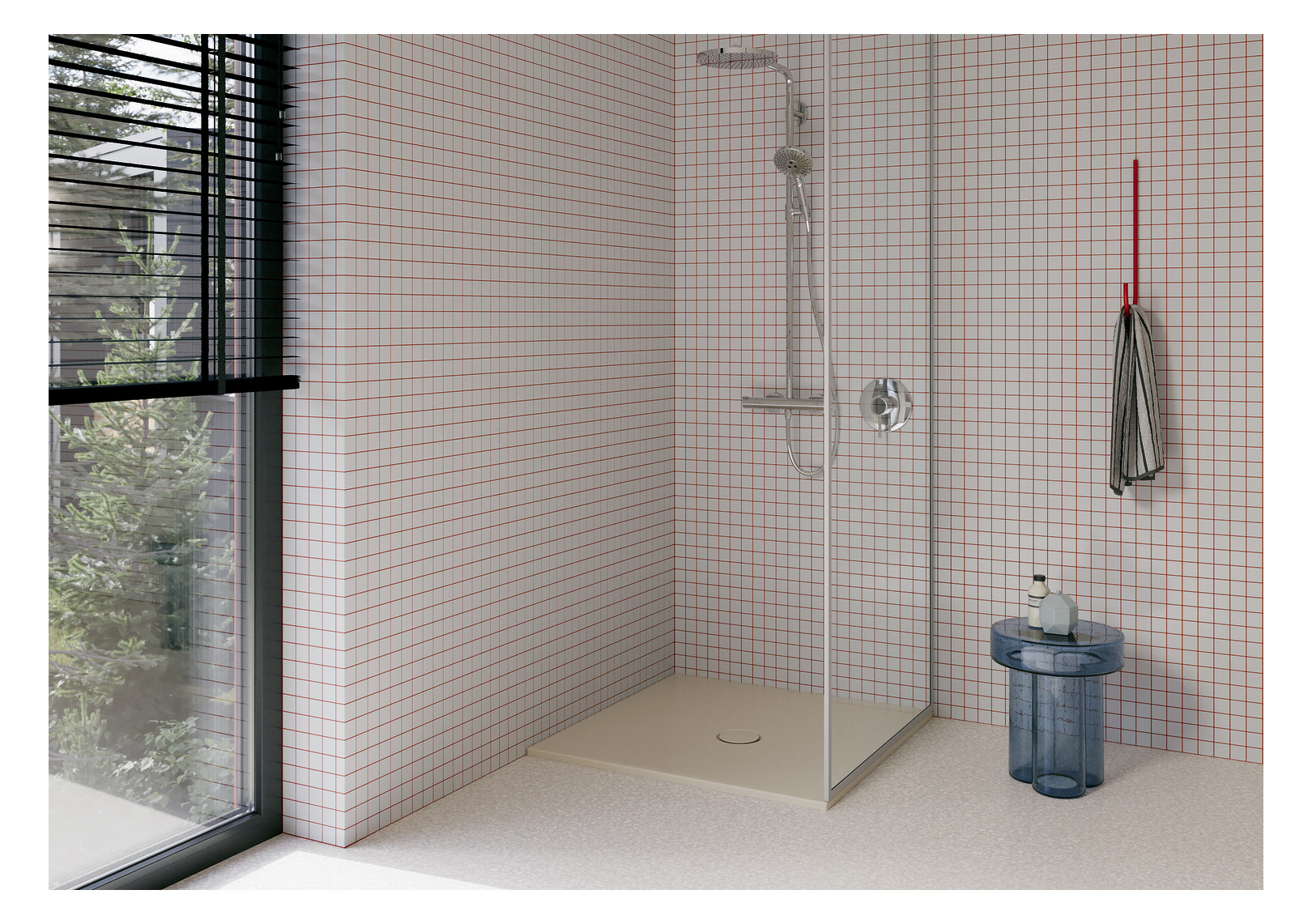 Duschfläche BetteFloor 5831 80x80cm, Mini-Wannenträger, jasmin