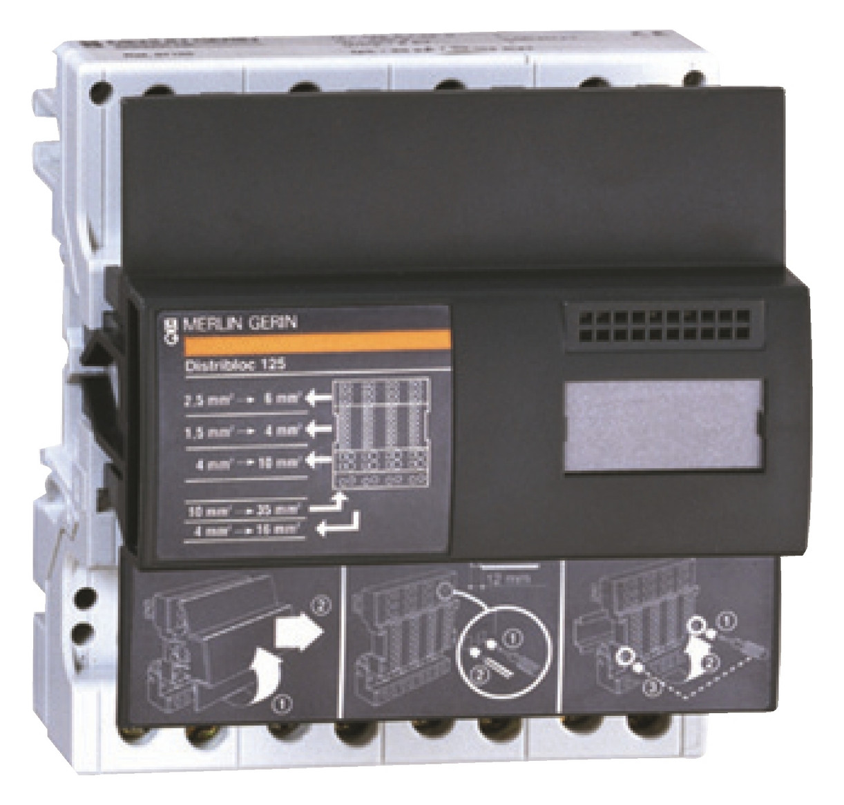 Hauptleitungsklemme 1Eing sw berührsich 4pol schraubenlos DIN-Schiene/Schraube