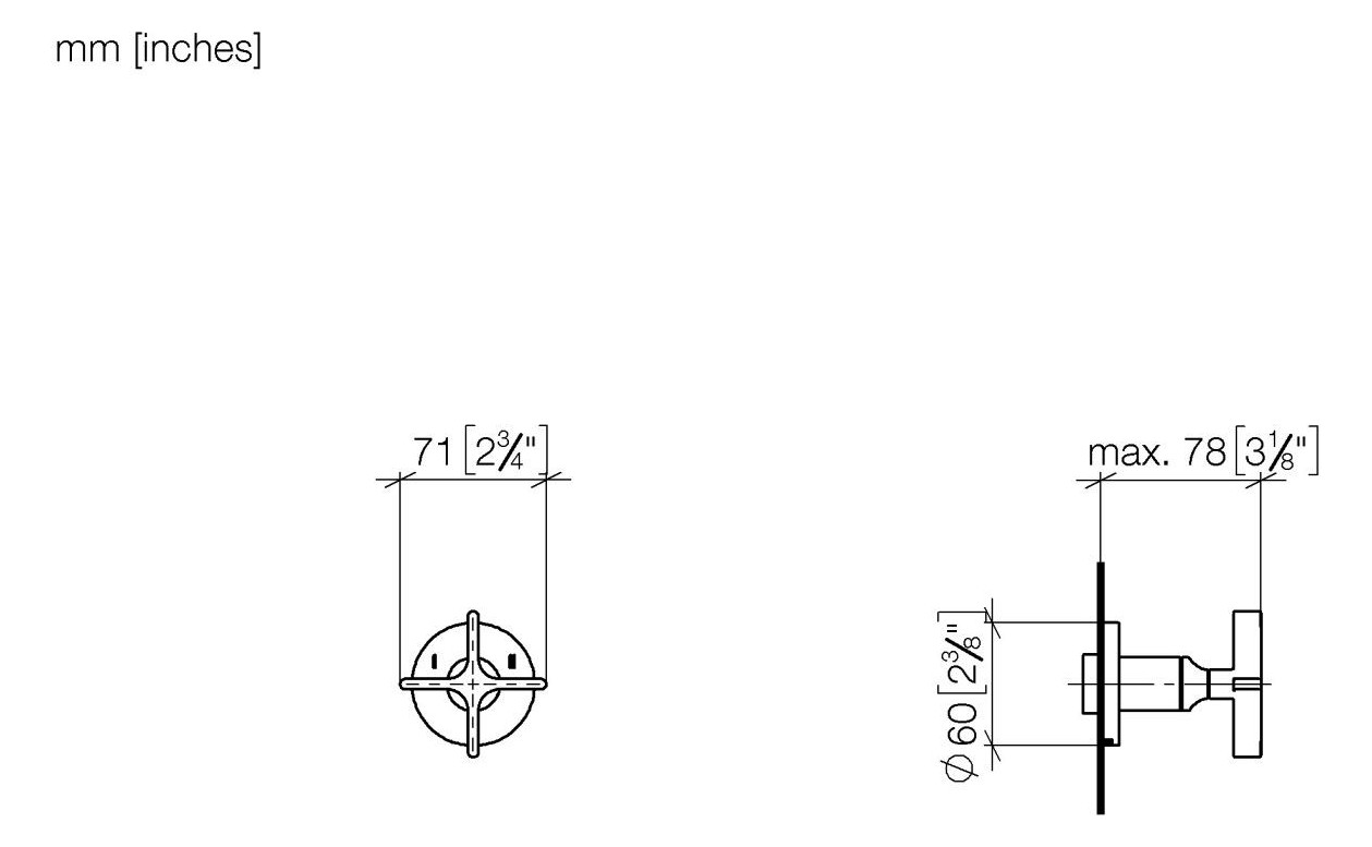 Dornbracht Fertigmontageset VAIA UP-Dreiwege-Umstellung, Drehumstellung, Rosette d= 60mm, Platin gebürstet