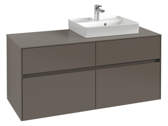 V&B Waschtischunterschrank Collaro 120x54,8x50cm, Waschtisch rechts, LED-Beleuchtung 8,8 W, white wood