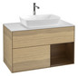 V&B Waschtisch-Unterschrank Wandbeleuchtung Finion 100cm, Abdeckplatte white matt, Regal Walnut Veneer, Oak Veneer