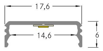 Anbauprofil alu Alu 2000x17,6x6mm Anbauprofil alu Alu 2000x17,6x6mm