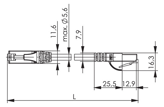 Patchkabel Cat6 20m rt U/UTP RJ45 AWG24