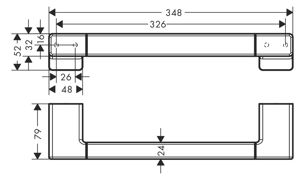 hansgrohe Haltestange AddStoris Länge 348mm, Wandmontage, Metall, mattschwarz