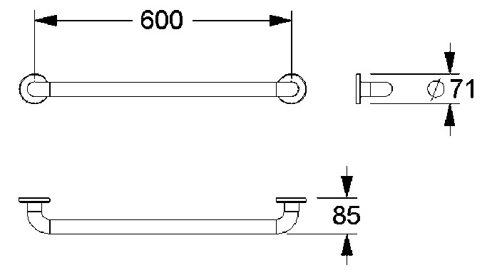 Normbau Haltegriff Nylon Care 600 mm, weiß