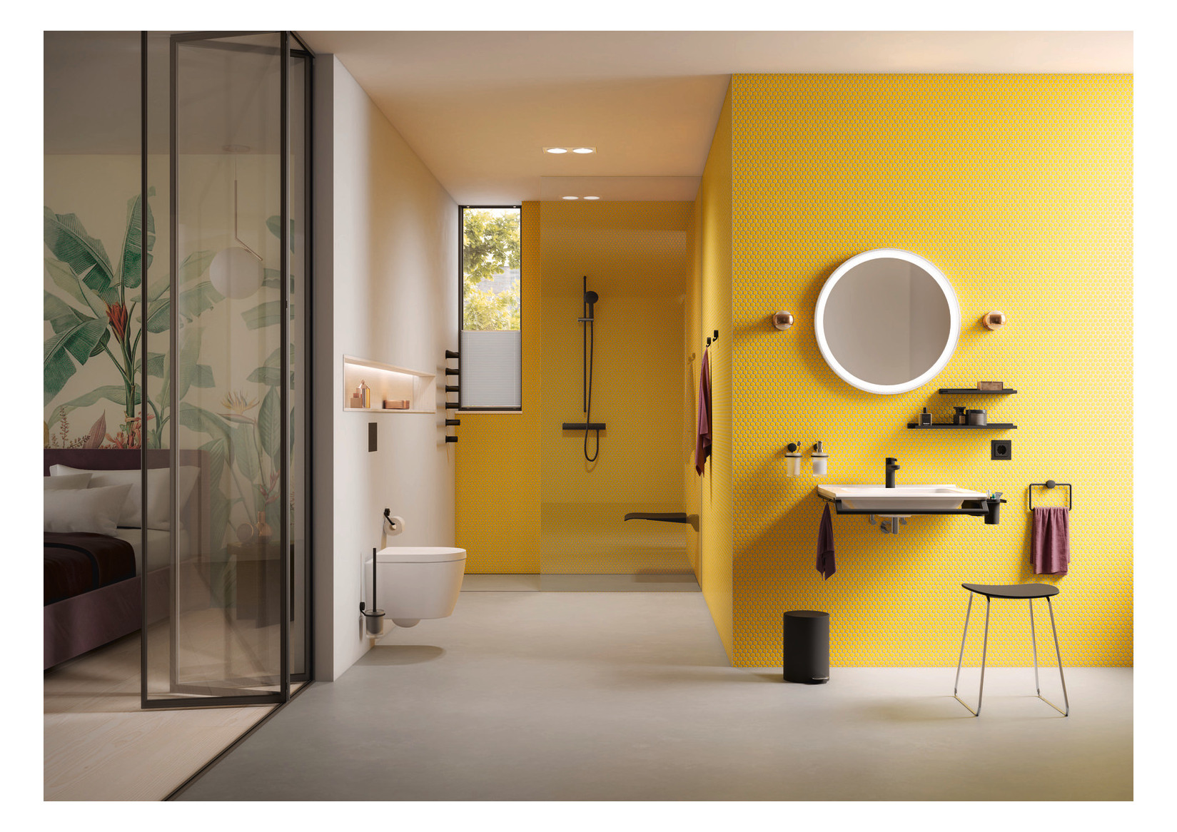 HEWI Mineralguss-Waschtisch 65x58cm, mit Haltegriff 65cm, 2 Haken, weiß, schwarz tiefmatt HEWI Mineralguss-Waschtisch 65x58cm, mit Haltegriff 65cm, 2 Haken, weiß, schwarz tiefmatt