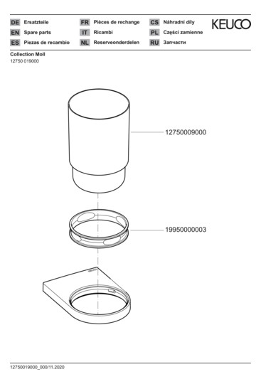KEUCO Glashalter Collection Moll mit Echtkristall-Glas, verchromt