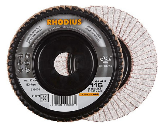 RHODIUS-Lamellenschleifscheibe LGA ALU - 115mm, K60, gerade