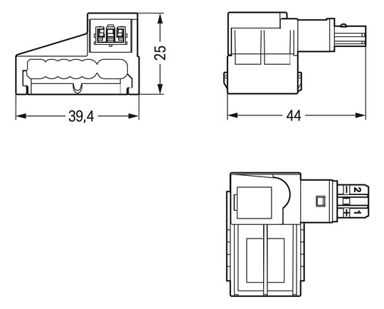 Flachleitungsadapter Serie 893 2p 50V 3A gr Abgriff Schraub