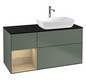 V&B Waschtisch-Unterschrank Finion 120cm, Abdeckplatte black matt, Regal Oak Veneer, Olive Matt Lacquer