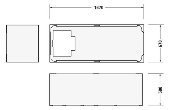Duravit Rechteck-Badewanne Daro 170 x 70 x 46 cm, Einbauversion, 1 Rückenschräge, weiß