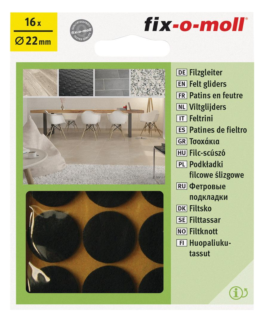 Bild Filzgleiter klebend braun 22mm Inhalt 16 St . fix-o-moll-1